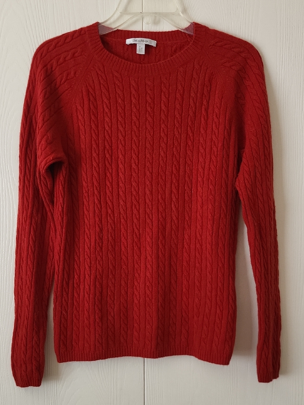 MaxMara Red Cable Knit Crewneck Sweater